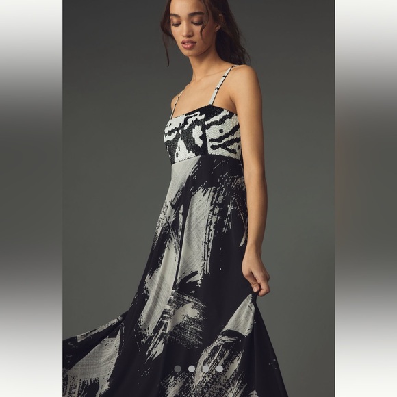 Anthropologie NWT Nikita Mhaisalkar. Abstract Tiered Midi Dress size S. - Picture 1 of 9